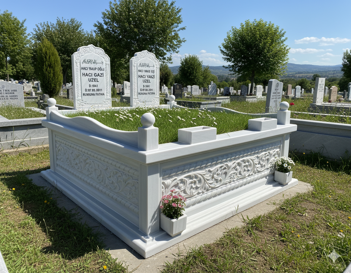 İkili Beyaz Rölyef Mezar