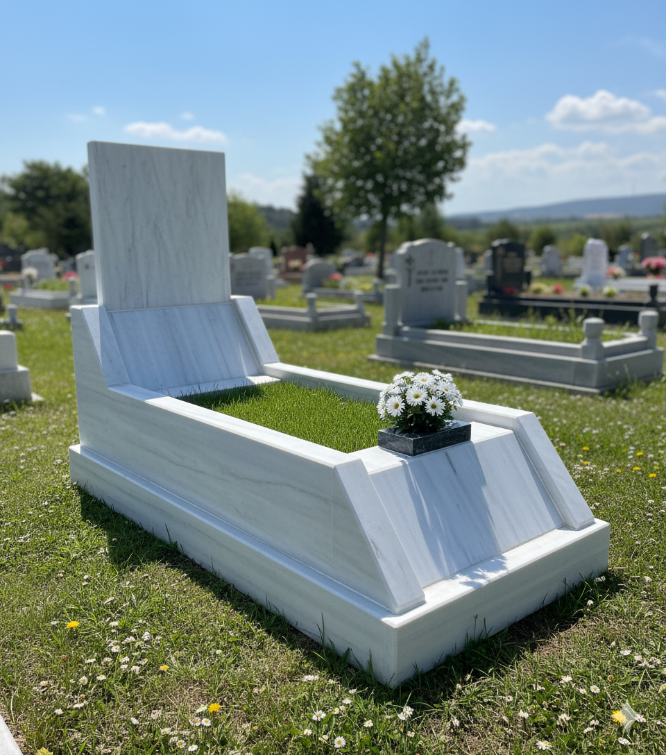 Özel Eğimli Beyaz Mezar