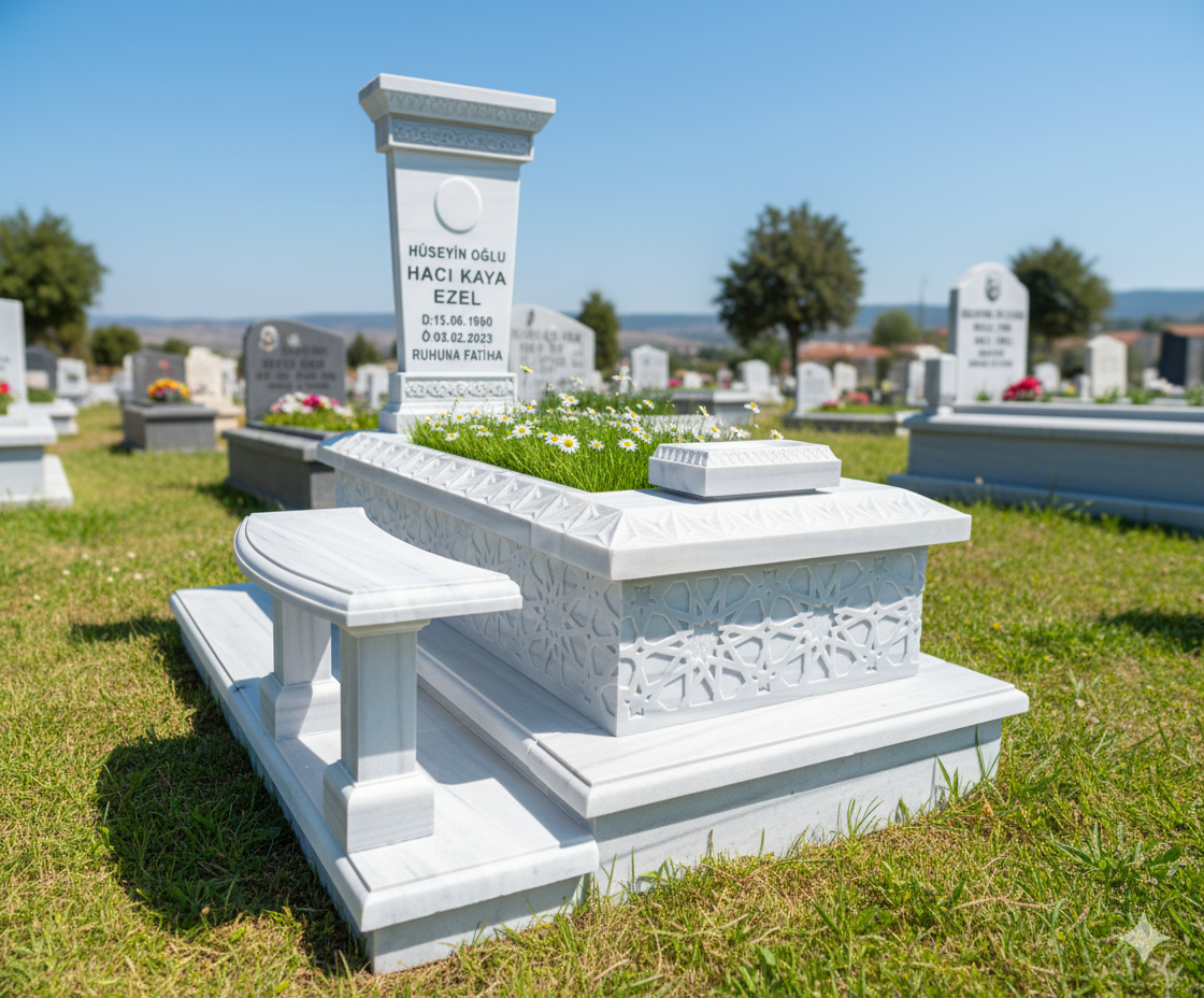 Dikey Başlıklı Özel Rölyef  Mezar